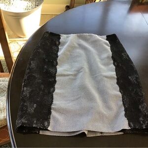 Black and Gray Lace Panel Skirt